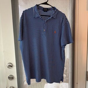 Ralph Lauren Men's Navy and White Striped Polo Shirt